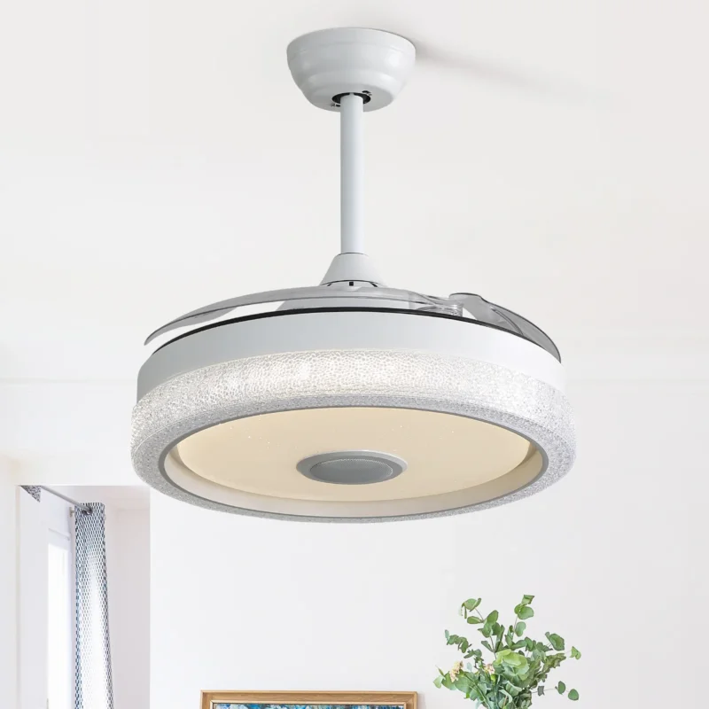 SONNI 42 Zoll Deckenventilator mit LED-Beleuchtung, 3 Farbtemperaturstufen + RGB, 3 ABS-Flügeln, DC-Motor