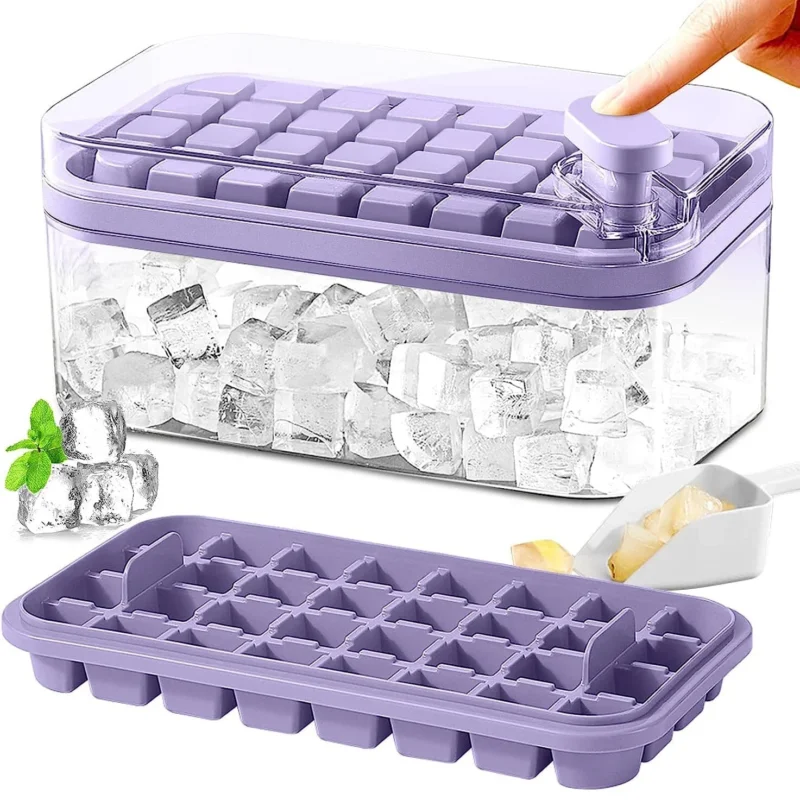 101oz. Eiswürfelschalen Set - 64-teiliges Silikon Eiswürfelschale mit Deckel & Behälter
