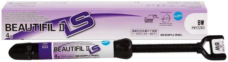 BEAUTIFIL II LS Spritze BW mit Verpackung und Produktspezifikationen.