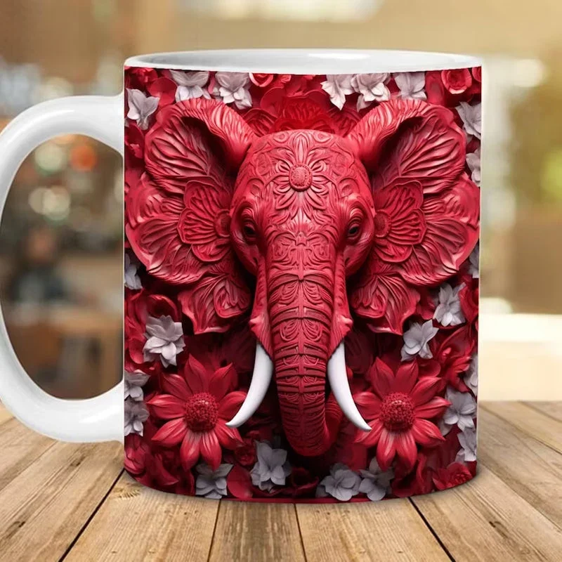 3D Elefanten Blumen Tasse | Karnz