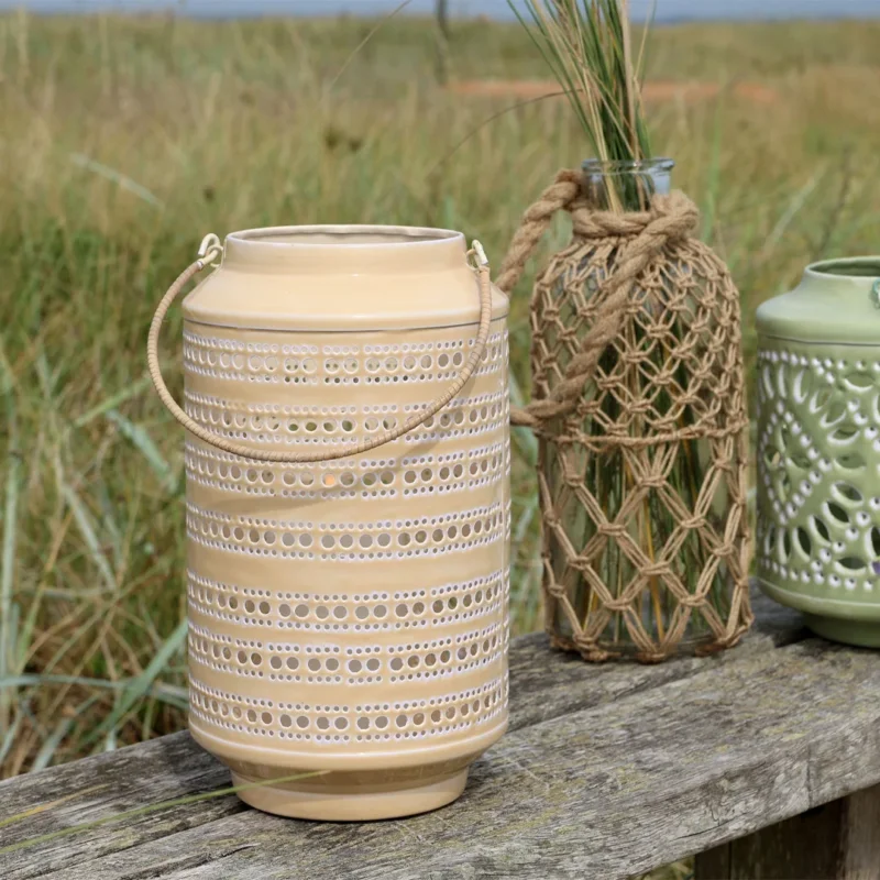 Chic Antique – Windlicht in Creme mit Muster