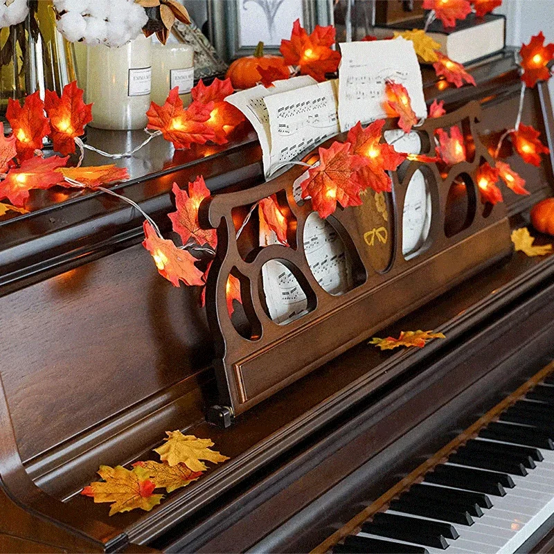 Thanksgiving-Dekor Herbst Ahornblatt Lichterkette | Karnz