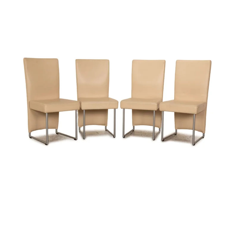 4er Garnitur Rolf Benz 7400 Leder Stuhl Creme Beige Freischwinger Esszimmer