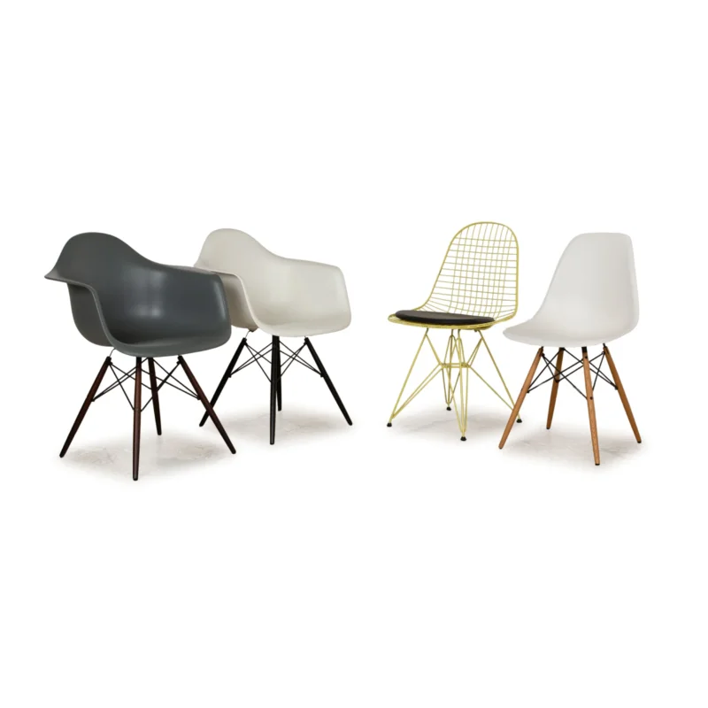 4er Garnitur Vitra DAW DSW DRK-2 Kunststoff Stuhl Weiß Grau Gelb