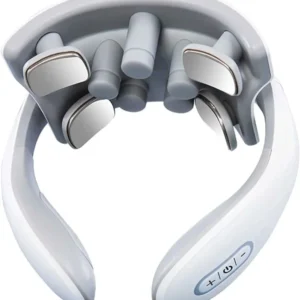 Brehn | Nackenmassager mit Wärme, Schmerztherapie, intelligenter Nackenmassager, 4 Massageköpfe tragbarer Tiefengewebs-Triggerpunkt-Massager