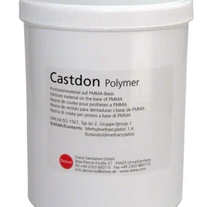 Castdon Pulver Rosa-transparent 0,75kg Prothesenkunststoff in weißem Behälter.