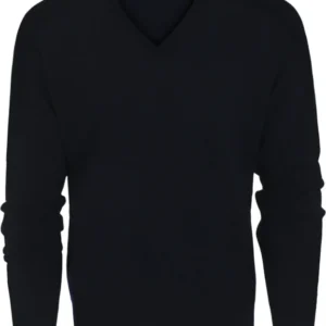 William Lockie V-Ausschnitt-Pullover aus Lammwolle | Marineblau