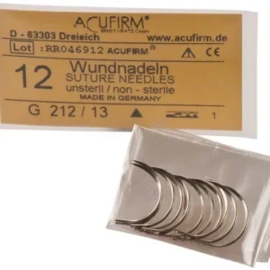 Wundnadeln 1/2 kreisförmig Typ GE, Größe 13, unsteril, in Verpackung.