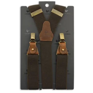 Luxuriöse Lederhosenträger mit Clips und Laschen | Braun