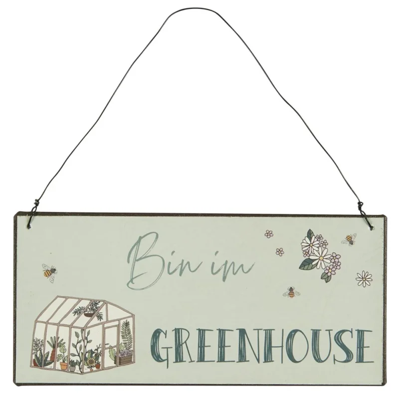 Ib Laursen - Metalschild "Bin im Greenhouse"