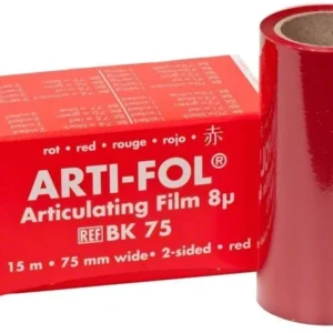 Arti-Fol® Plastik 8µ Occlusionsprüffolie in rot mit Verpackung.