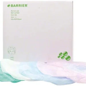 OP-Hauben in verschiedenen Farben vor Verpackung von Barrier.