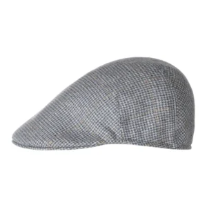 Soft Cap Zijde/Wol Mix | Blauw/Wit/Bruin houndstooth