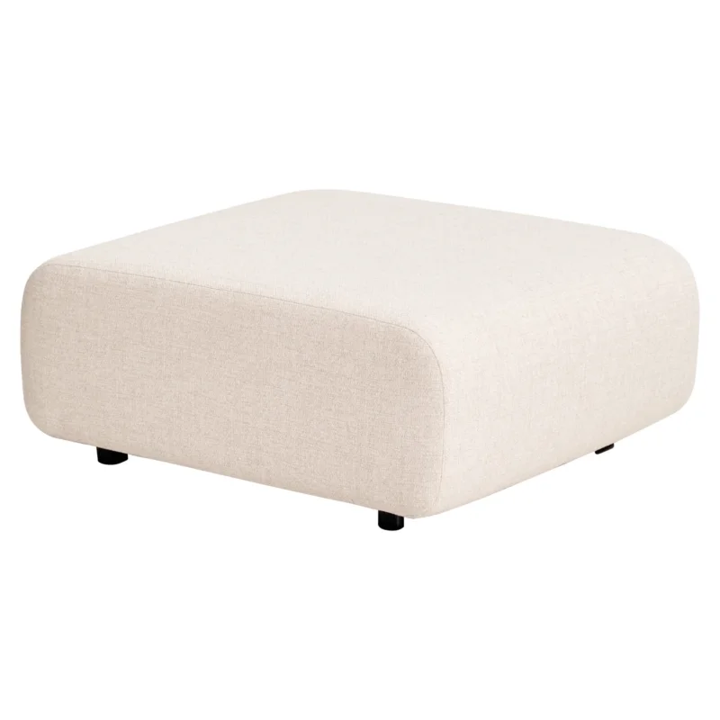 Garten Hocker Dawson beige alpine in Gesamtansicht mit gerundeter Form und schwarzen Kunststofffüßen.