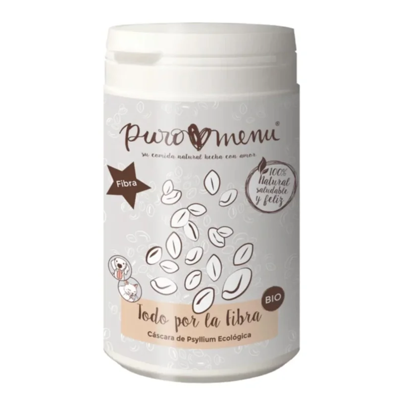Todo por la Fibra Cáscara de Psyllium BIO Suplemento para perros y gatos Puromenu 150 g