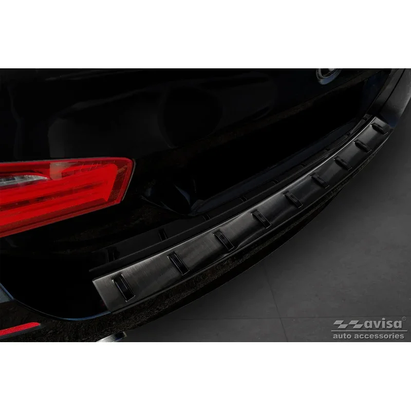 Avisa, Schwarz Edelstahl Heckstoßstangenschutz passend für BMW 5er (F11) Touring 2011-2013 & Facelift 2013-2017 STRONG EDITION, PU-Rim, Edelstahl