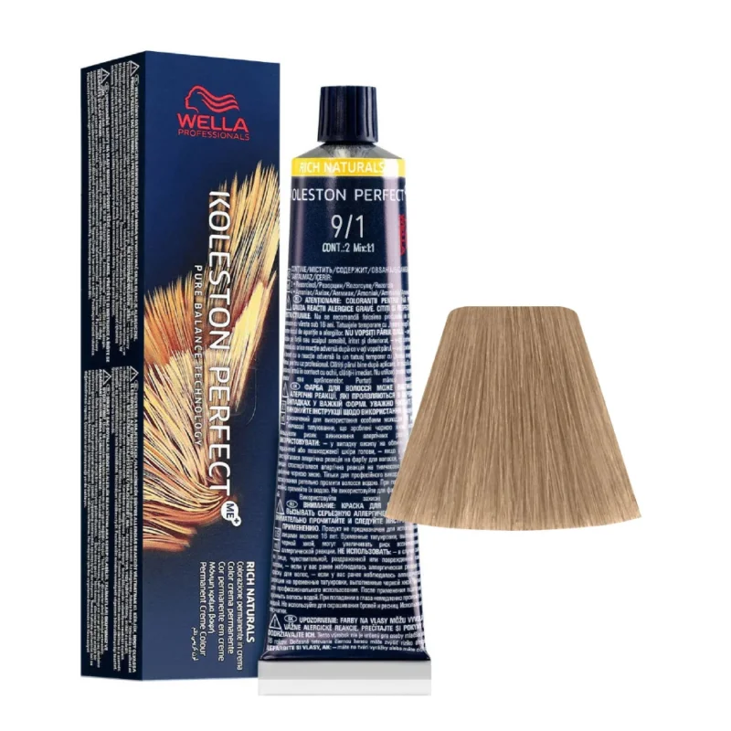 Wella Koleston Perfect Me+ Rich Naturals 9/1 Biondo Chiarissimo Cenere 60ml - colorazione permanente