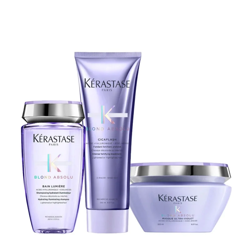 Kerastase Blond Absolu Bain Lumiere 250ml Cicaflash Conditioner 250ml Masque Ultra Violet 200ml [all]