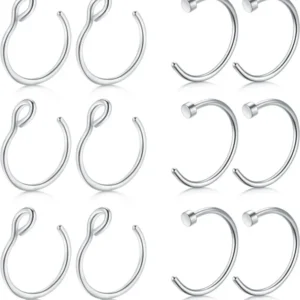 Set 12-16Stk 20G 8mm Nasenpiercings Edelstahl Fake Piercings Nase