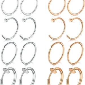Fake Piercings Set 16Stk 20G 8mm Nasenringe Lippenringe Edelstahl