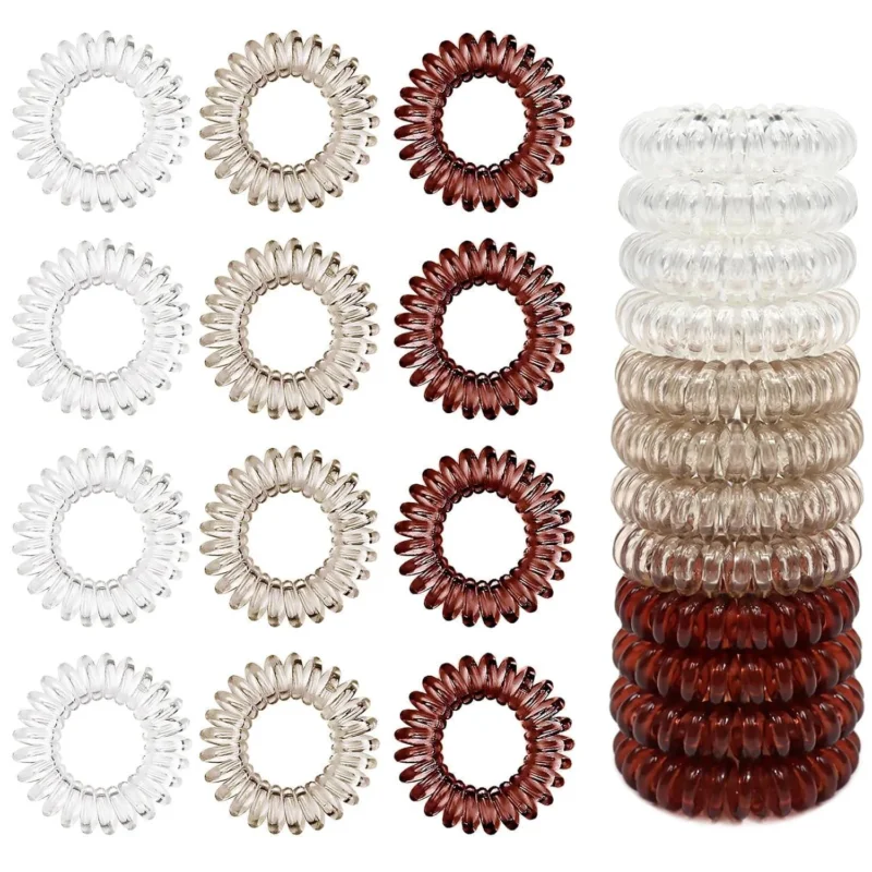 12 Spiral Haargummis Damen Telefonkabel Zopfgummis Mädchen