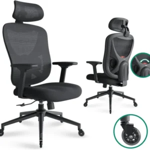 Ergonomischer Bürostuhl mit 3D-Lendenwirbelstütze & verstellbarer