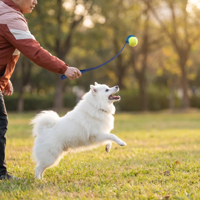 Interaktiver Tennisball-Werfer für Hunde – Apportierwerfer mit langem Griff