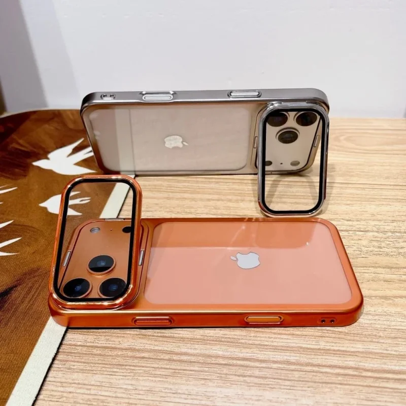 Ultradünne iPhone 17 Hülle mit faltbarem Kameraständer und Glasschutz