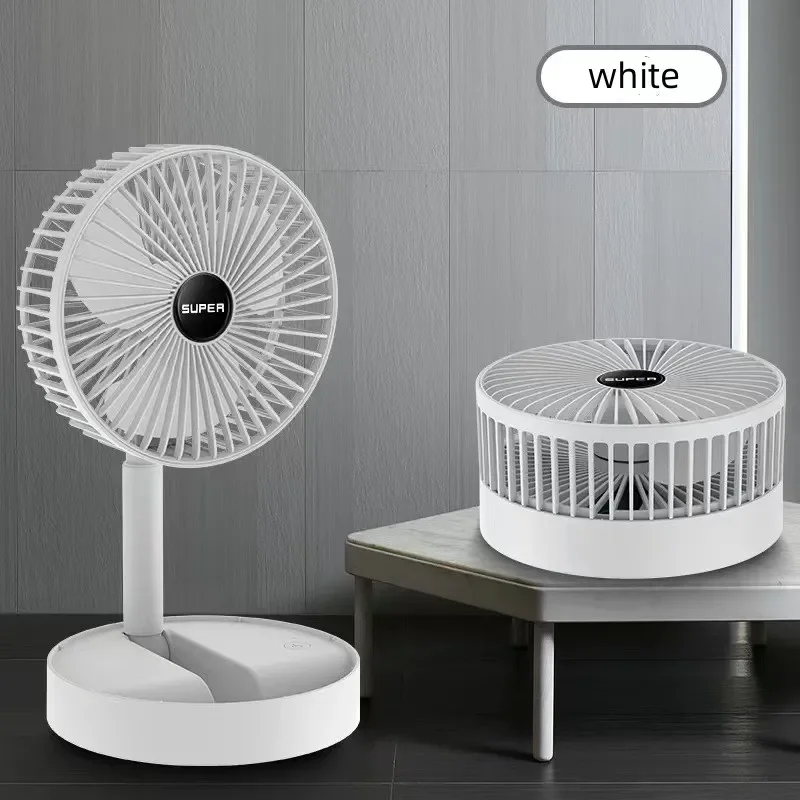 Tragbarer 6-Zoll Standventilator | Zusammenklappbarer Teleskopboden/USB | Wiederaufladbarer Akku | 3 Geschwindigkeiten, super leise, höhenverstellbar | Karnz