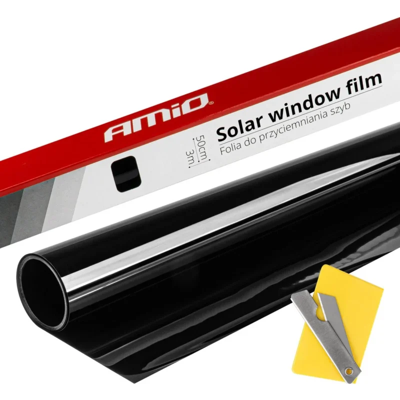 AMiO AMiO Autoraam Folie Tint Vinyl Zwart 75x300cm (1%) - Zwarte Ramenfolie voor Zonwering en Privacy met Tool AMiO 1