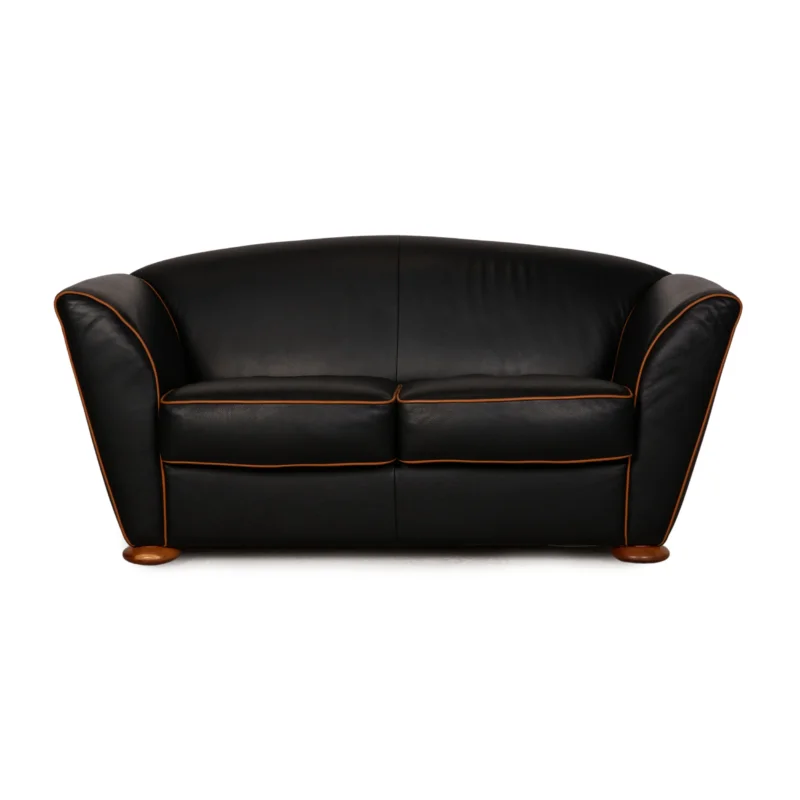 Cor Zelda Leder Zweisitzer Schwarz Sofa Couch