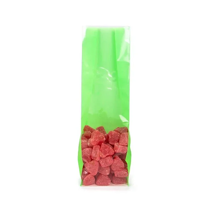Block Bottom Bags Neon Green w/ Paper Insert 8,9x5,7x30,5 cm