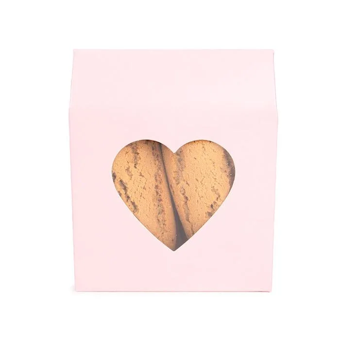 Kraft Gift Boxes Pink with Heart Window 10,5x4,4x13,3 cm