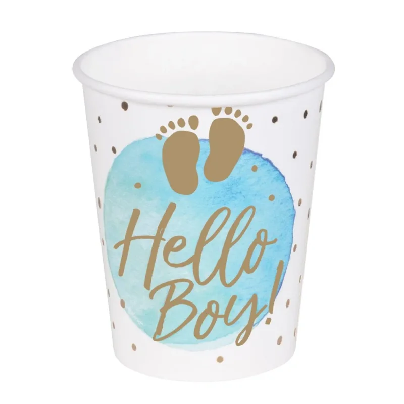Geboorte Bekers Hello Boy Papier 210ml 10st van Boland koop je bij Partywinkel