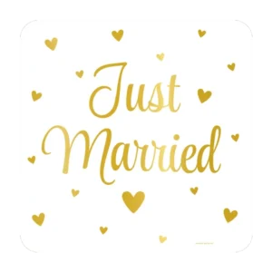 Goud Witte Deurbord Just Married 50cm van Paper Dreams koop je bij Partywinkel
