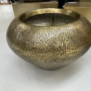 Großer Blumentopf Bronze, XL Blumentopf Metall Gold matt, Durchmesser 63 cm