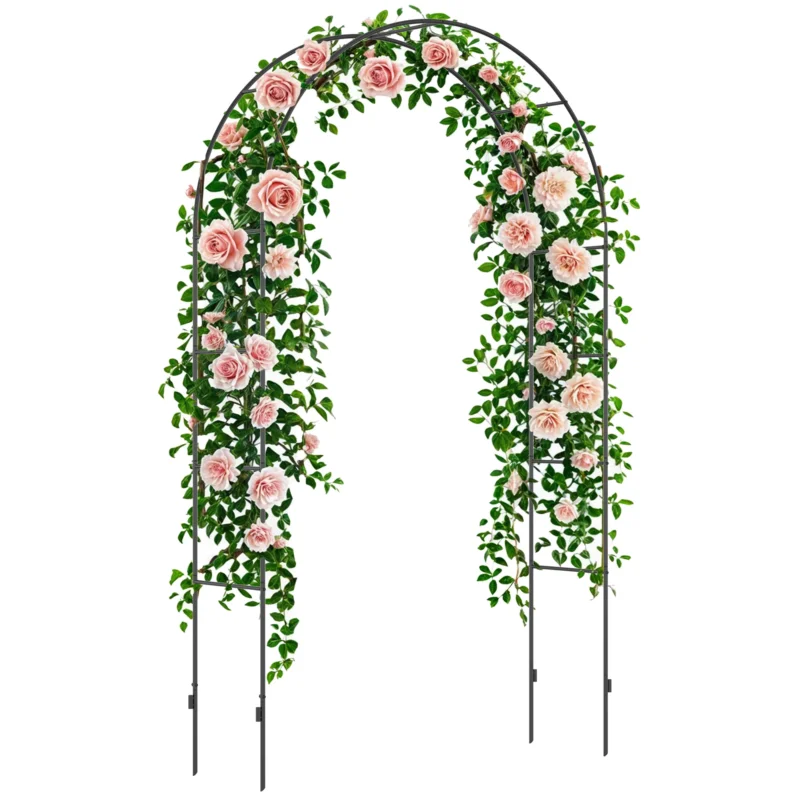 easycomfort easycomfort arco per rampicanti in metallo per giardino ed esterni 140x40x240cm nero