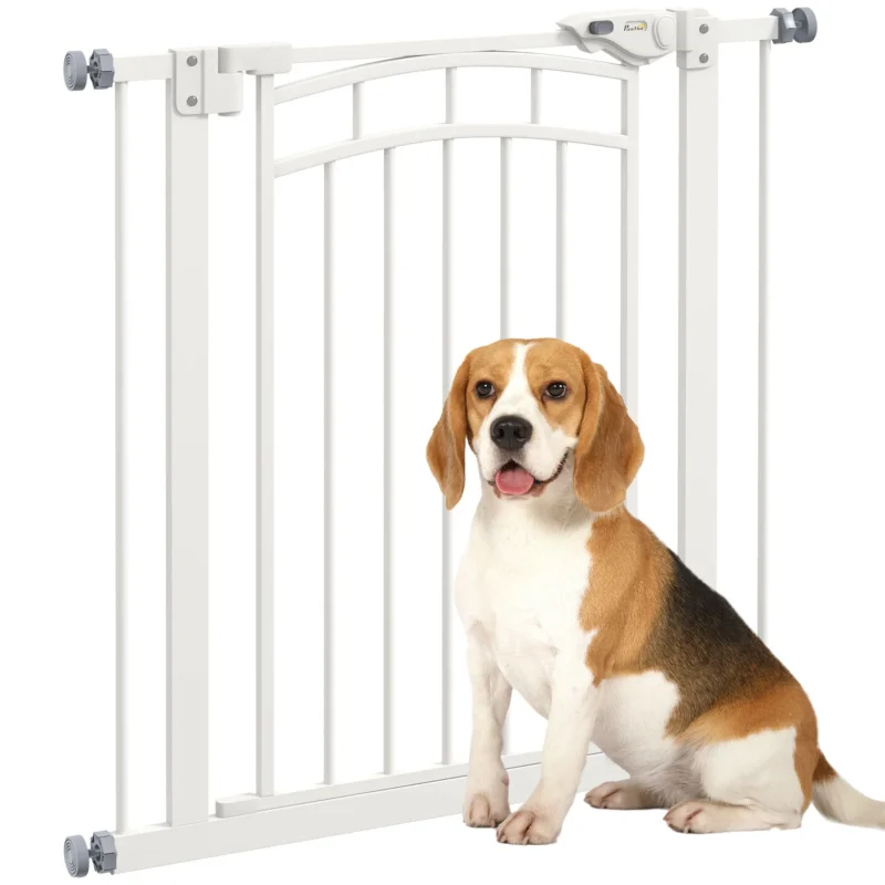 easycomfort easycomfort cancelletto per cani taglia piccola e media con chiusura automatica in acciaio e pa 74 80x76 cm bianco