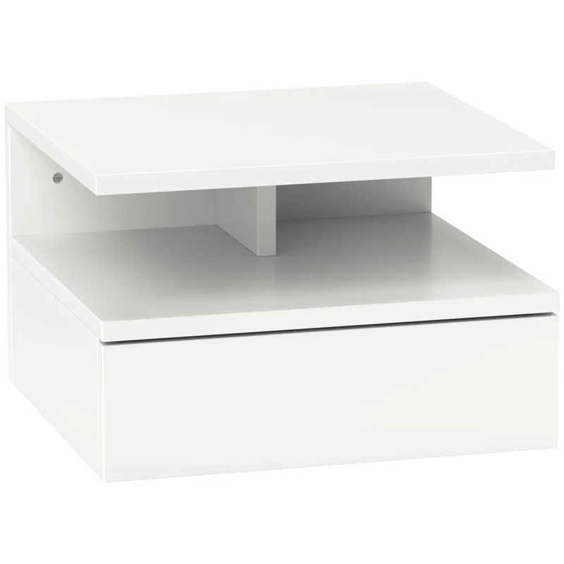 easycomfort easycomfort comodino sospeso per camera da letto con cassetto e mensola in legno 35x32x22 5cm bianco