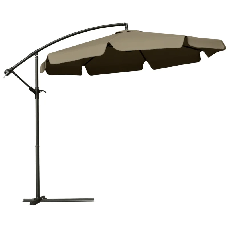 easycomfort easycomfort ombrellone da giardino a braccio con apertura a manovella in metallo e poliestere 2 7x2 7 m caffe