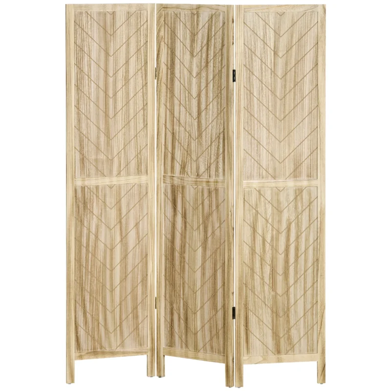 easycomfort easycomfort paravento da interno pieghevole a 3 ante a spina di pesce in legno 120x1 6x170 cm