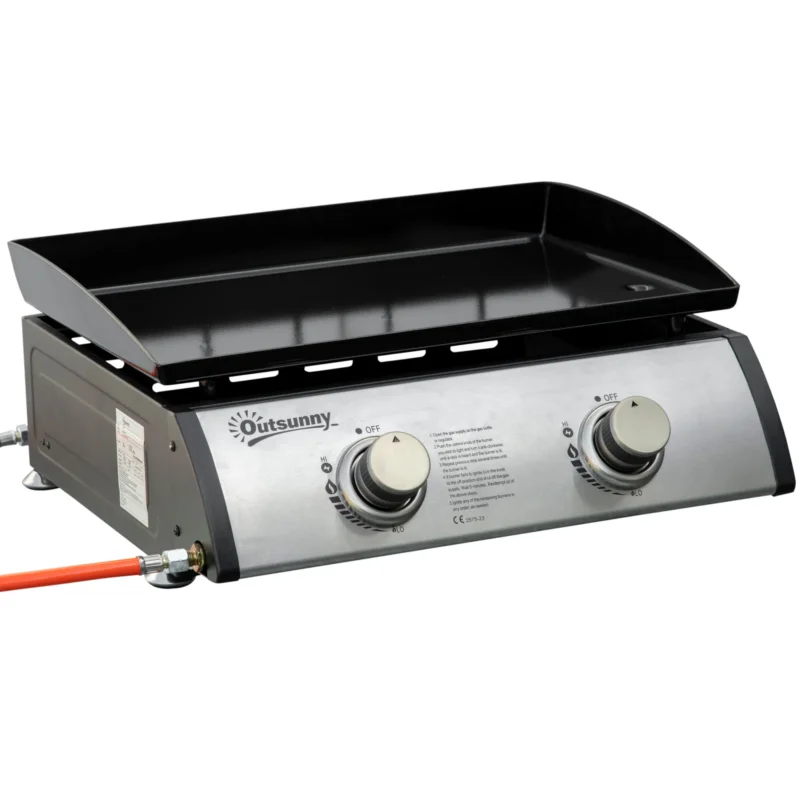 easycomfort easycomfort piastra barbecue a gas da tavolo con 2 bruciatori e potenza 6kw 48 5x46x21cm nero