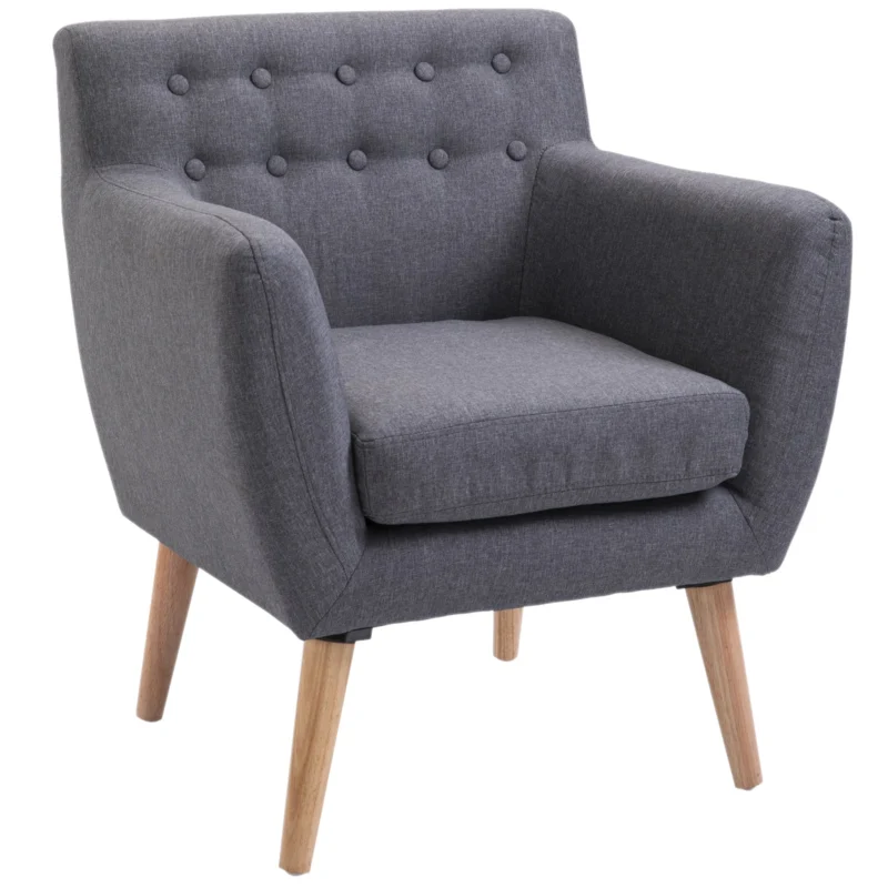 easycomfort easycomfort poltrona imbottita moderna poltroncina da camera soggiorno con braccioli tessuto legno 68 58 5 76cm grigio chiaro ean 8055776915784