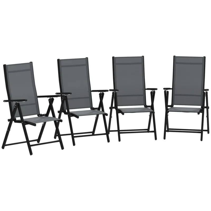 easycomfort easycomfort set 4 sedie da giardino pieghevoli e traspiranti con braccioli in acciaio e poliestere 56x69x106 cm grigio