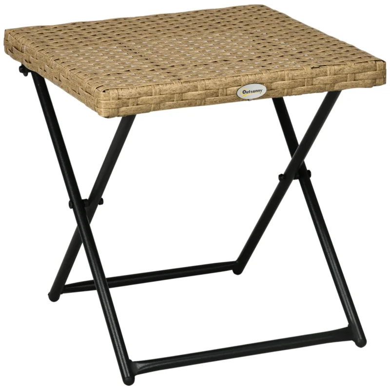 easycomfort easycomfort tavolino da giardino pieghevole salvaspazio in rattan sintetico e acciaio 40x40x40cm colore vimini