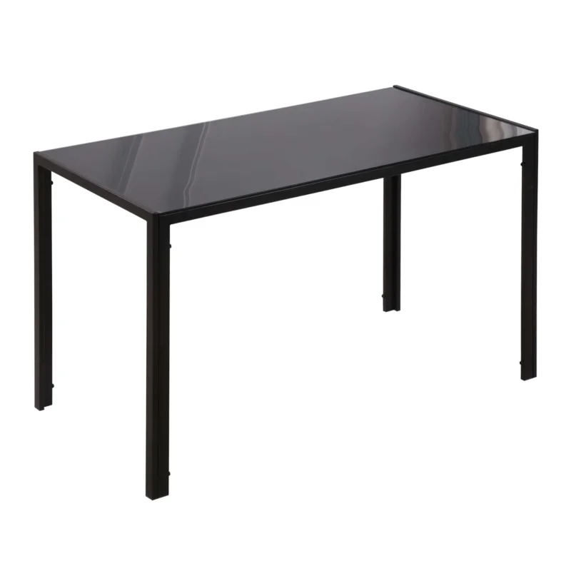 easycomfort easycomfort tavolo da cucina per 4 persone in metallo e vetro temperato 120x60x75 cm nero