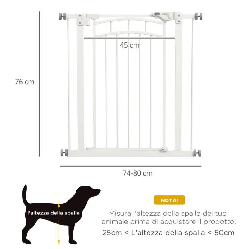 easycomfort easycomfort cancelletto per cani taglia piccola e media con chiusura automatica in acciaio e pa 74 80x76 cm bianco
