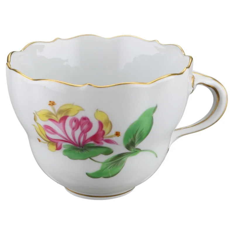 Kaffeetasse Blüte Rosa Gelb Typ III Meissen Neuer Ausschnitt II.Wahl Bunte Blume