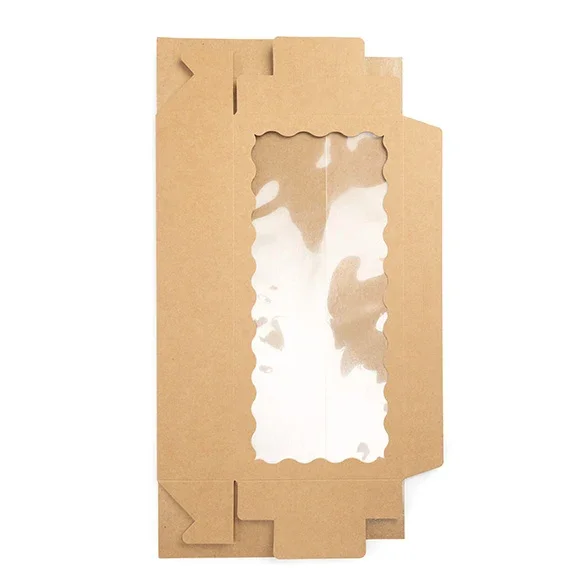 Kraft Paper Scalloped Window Box 30x6,5x14cm