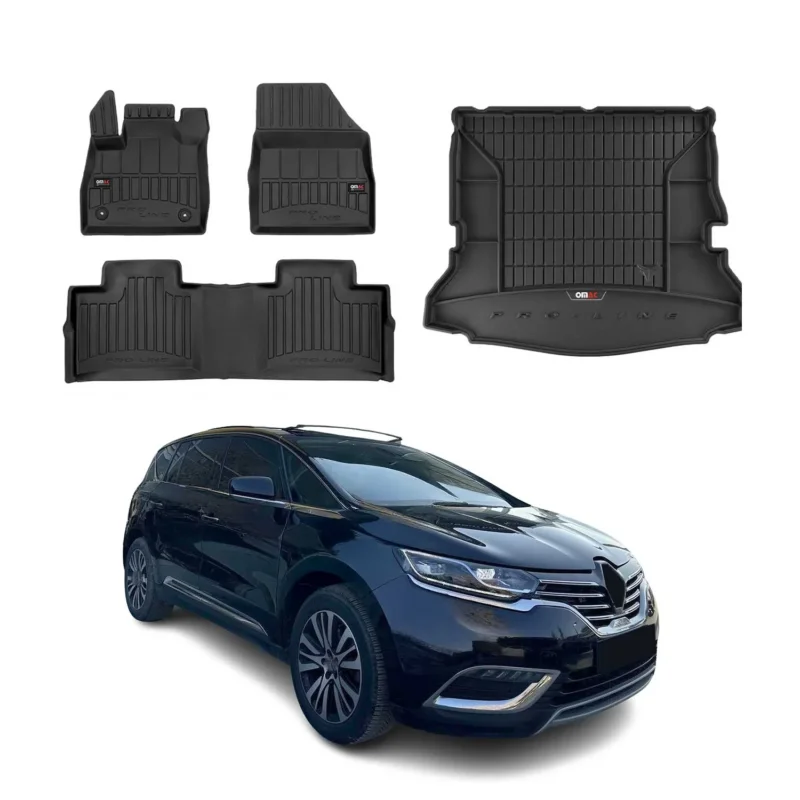 OMAC Fußmatten & Kofferraumwanne Set für Renault Espace mk5 2015-2023 Gummi 4x